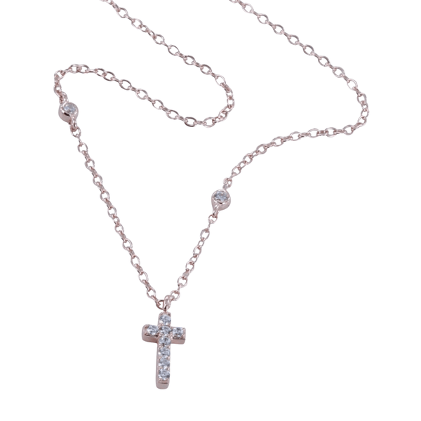 Sterling Silver Cross CZ Necklace - Reeves & Reeves