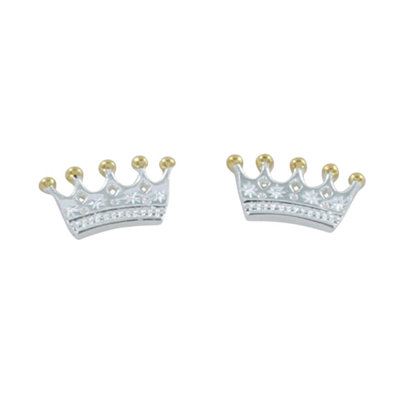 Sterling Silver Crown Stud Earrings - Reeves & Reeves