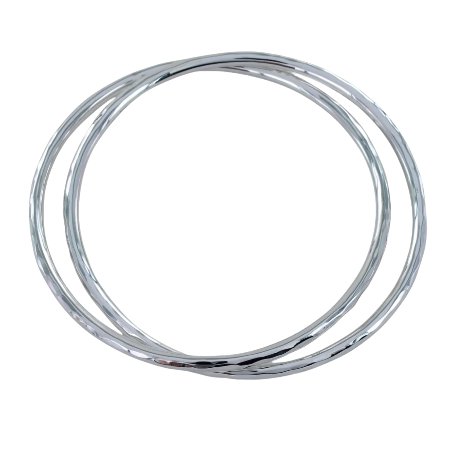 Sterling Silver Double Hammered Bangle - Reeves & Reeves