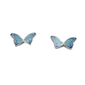 Sterling silver and blue enamel detail Butterfly stud earrings.