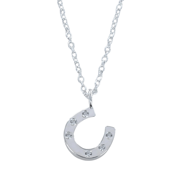 Sterling Silver Equestrian Horseshoe Charm with Cubic Zirconia Detail - Reeves & Reeves