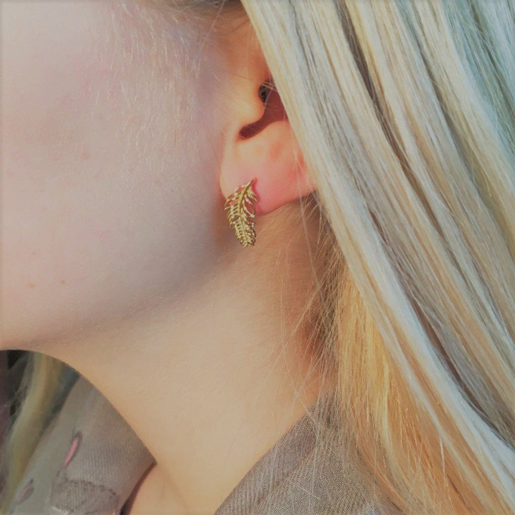 Sterling Silver Feather Stud Earrings - Reeves & Reeves