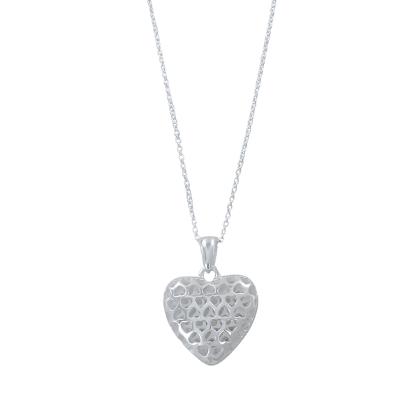 Sterling Silver Filigree Heart Design Necklace - Reeves & Reeves