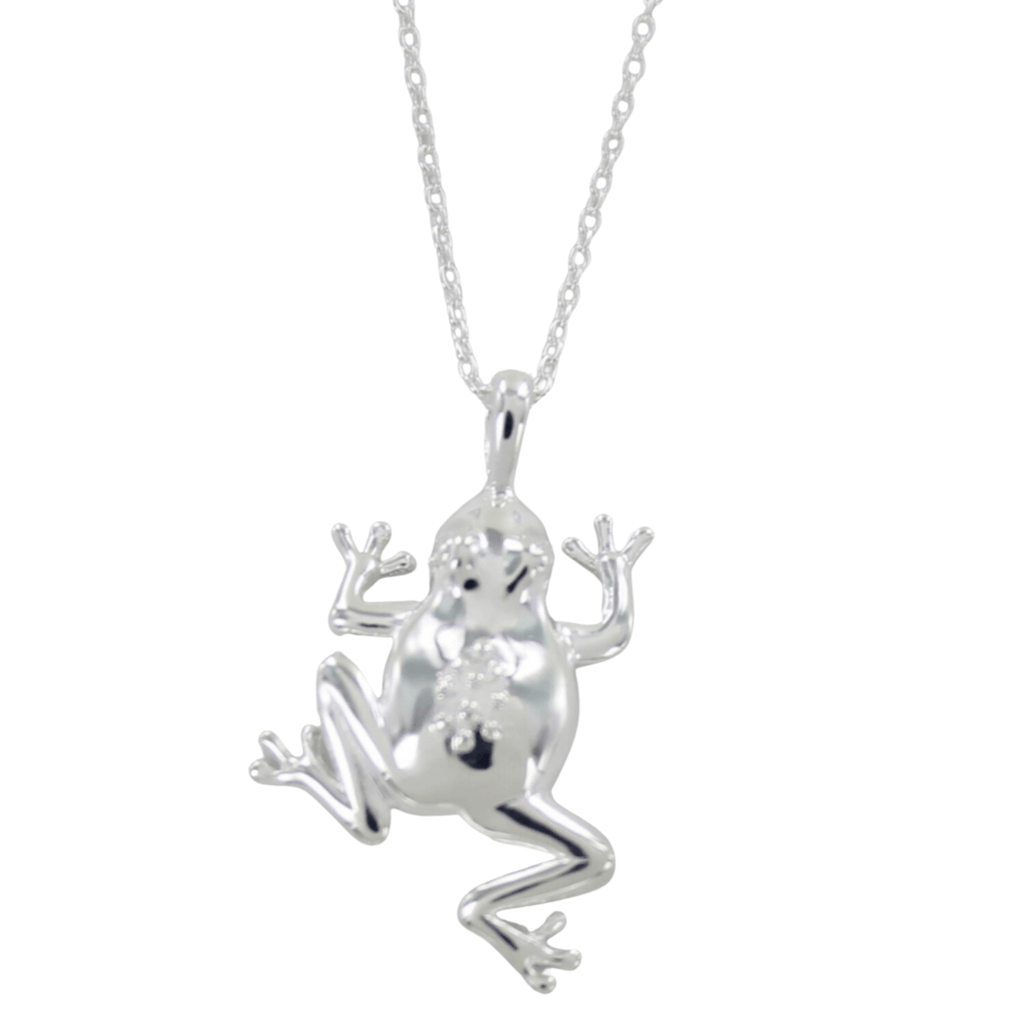 UNUSUAL REAL SILVER BALTIC AMBER FROG NECKLACE