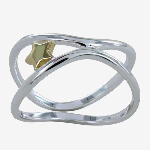 Sterling Silver Gold Star Ring - Reeves & Reeves