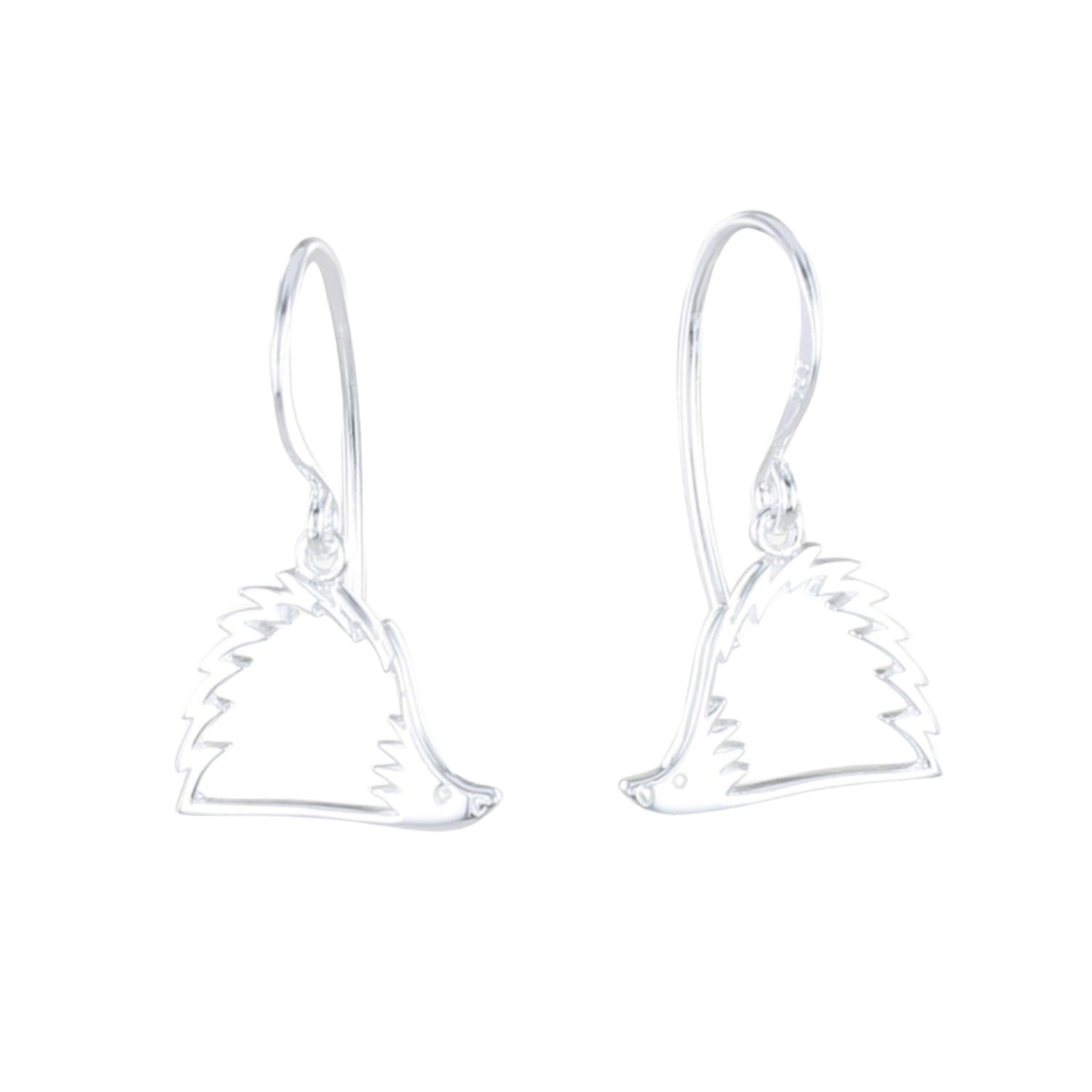 Sterling Silver Hedgehog Silhouette Drop Earrings - Reeves & Reeves