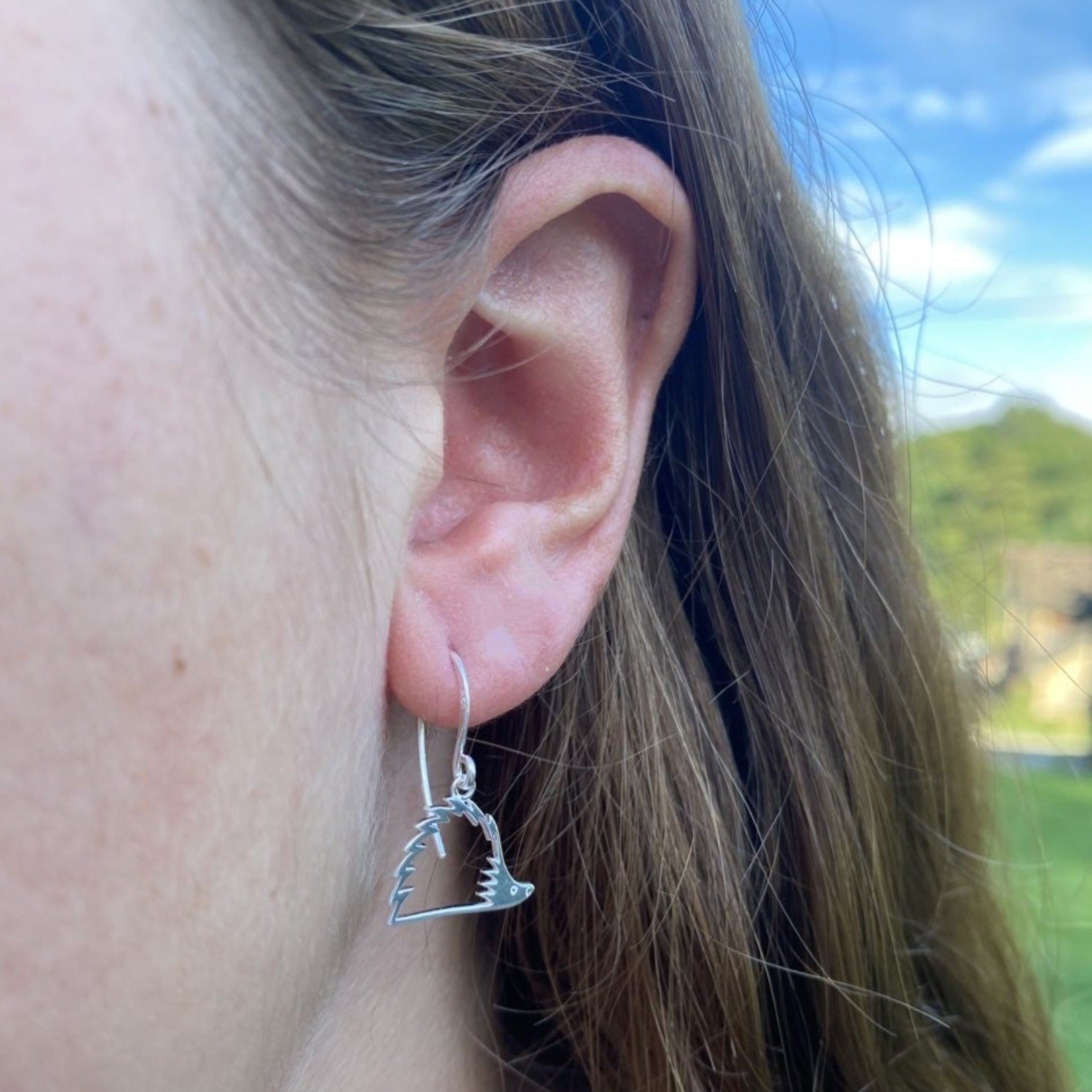 Sterling Silver Hedgehog Silhouette Drop Earrings - Reeves & Reeves