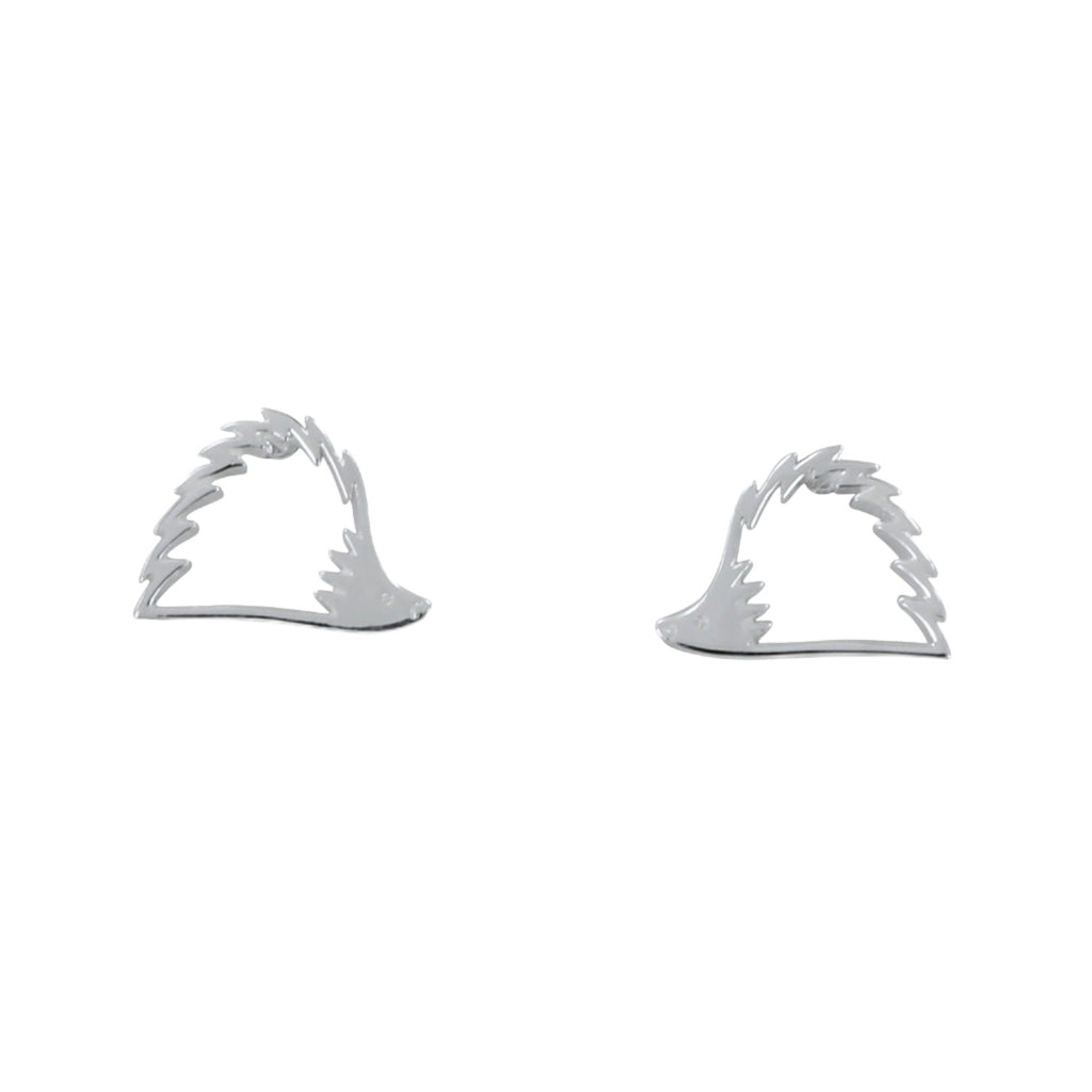 Sterling Silver Hedgehog Silhouette Stud Earrings - Reeves & Reeves