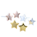Three pairs of star stud earrings, in sterling silver and with 18ct yellow or rose gold plating.
