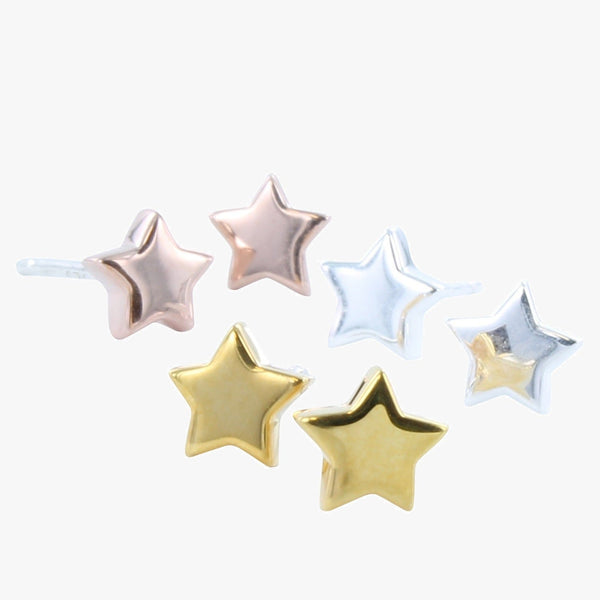 Sterling Silver High Shine Star Studs - Reeves & Reeves