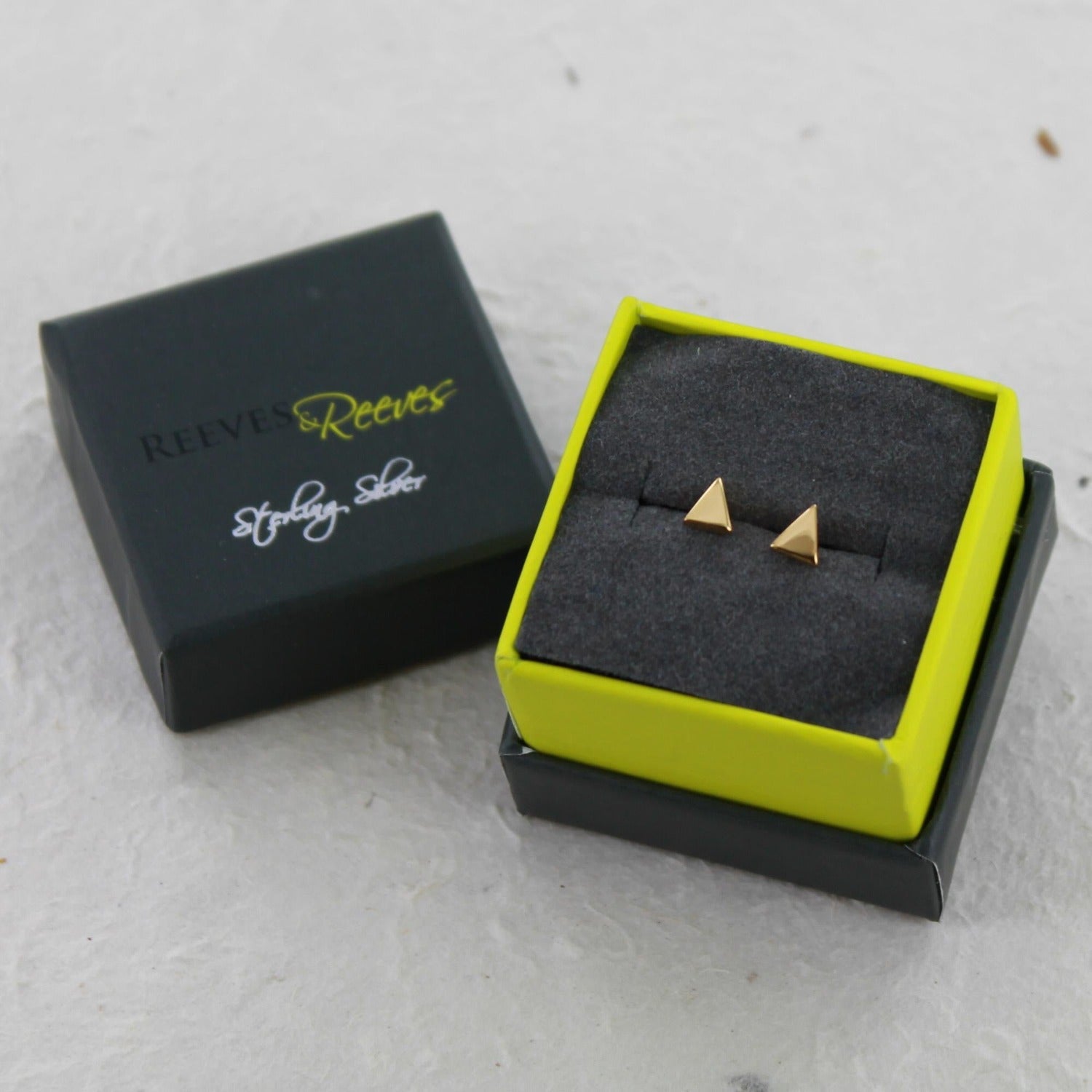 Sterling Silver High Shine Triangle Studs - Reeves & Reeves