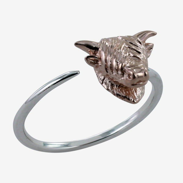 Sterling Silver Highland Cow Ring - Reeves & Reeves