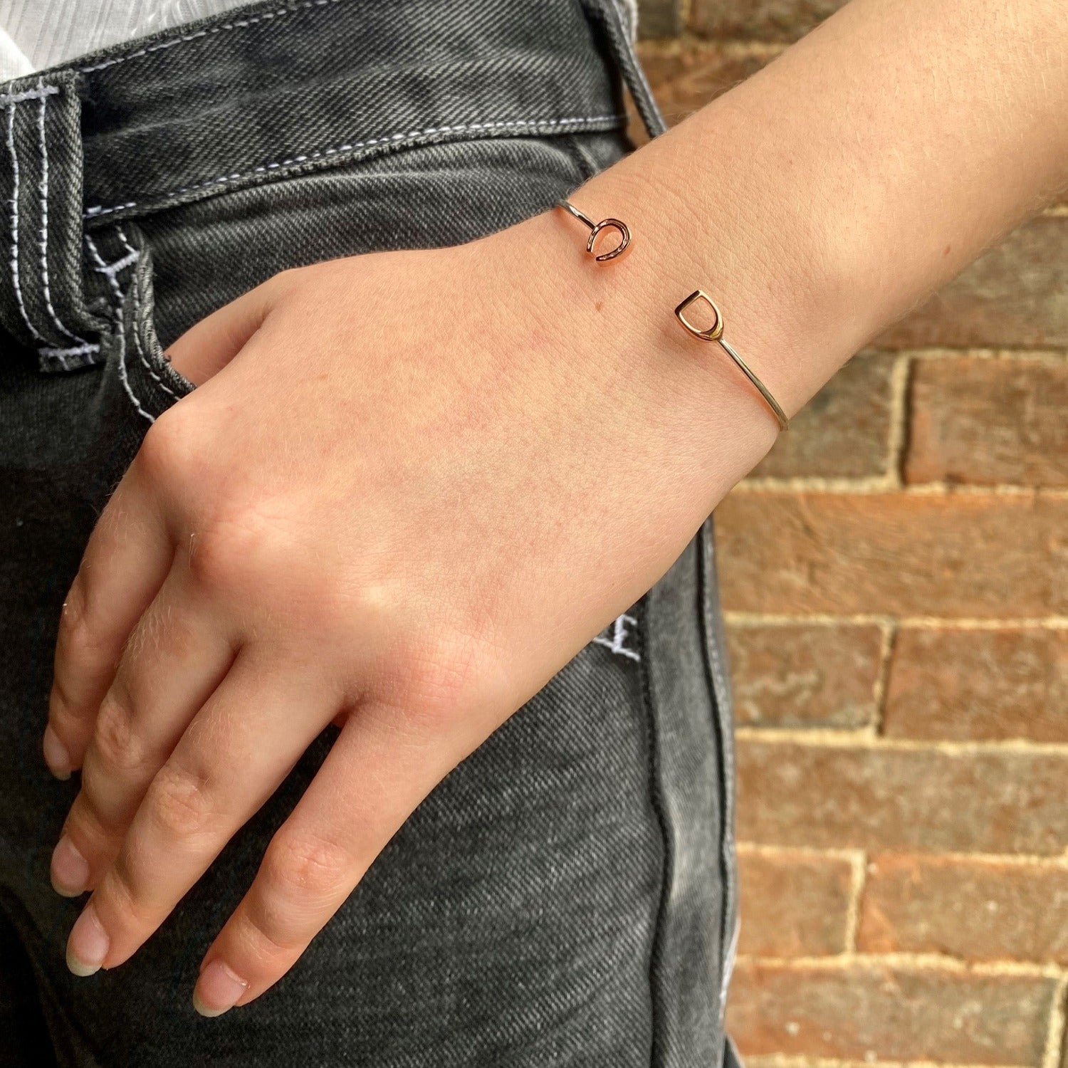 Sterling Silver Horseshoe and Stirrup Cuff Bracelet - Reeves & Reeves