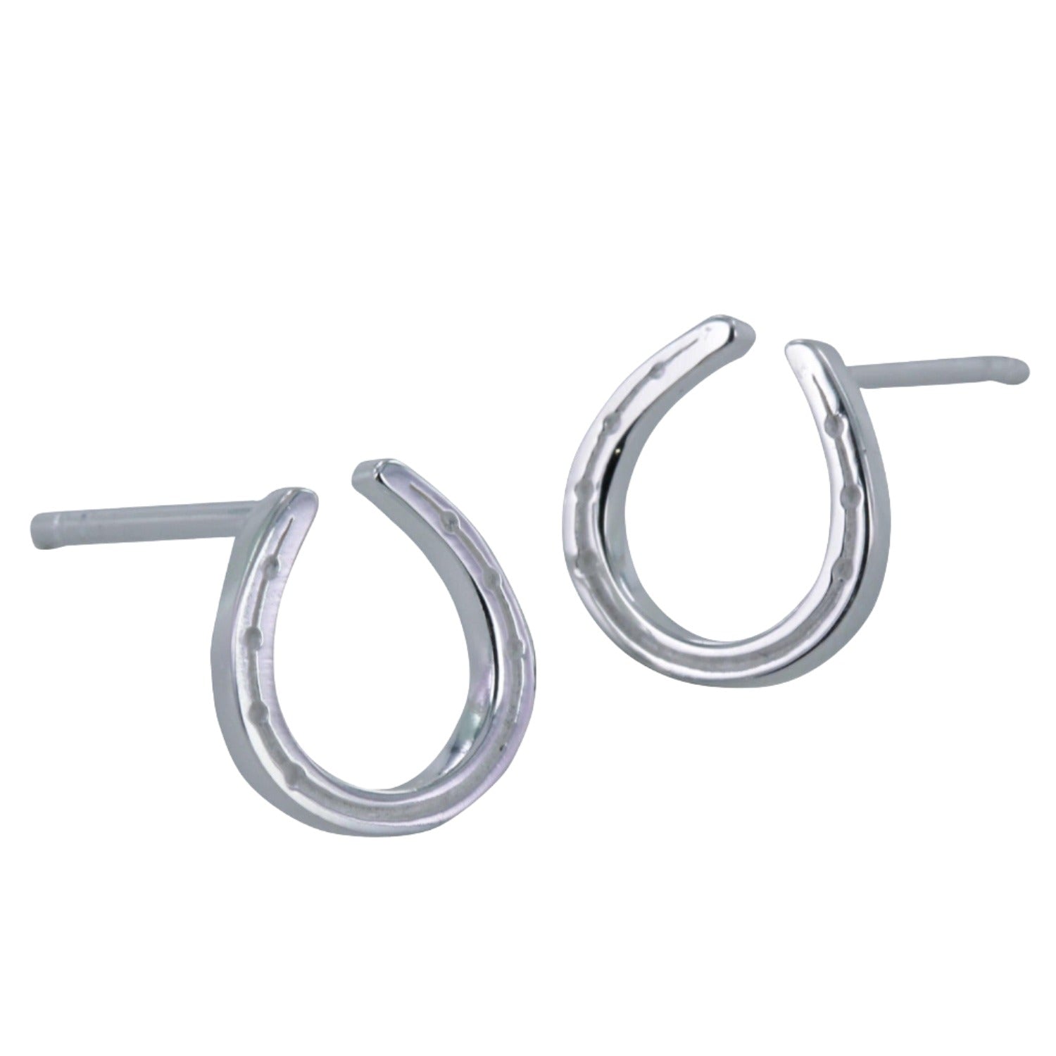 A pair of Sterling Silver Horseshoe Stud Earrings.