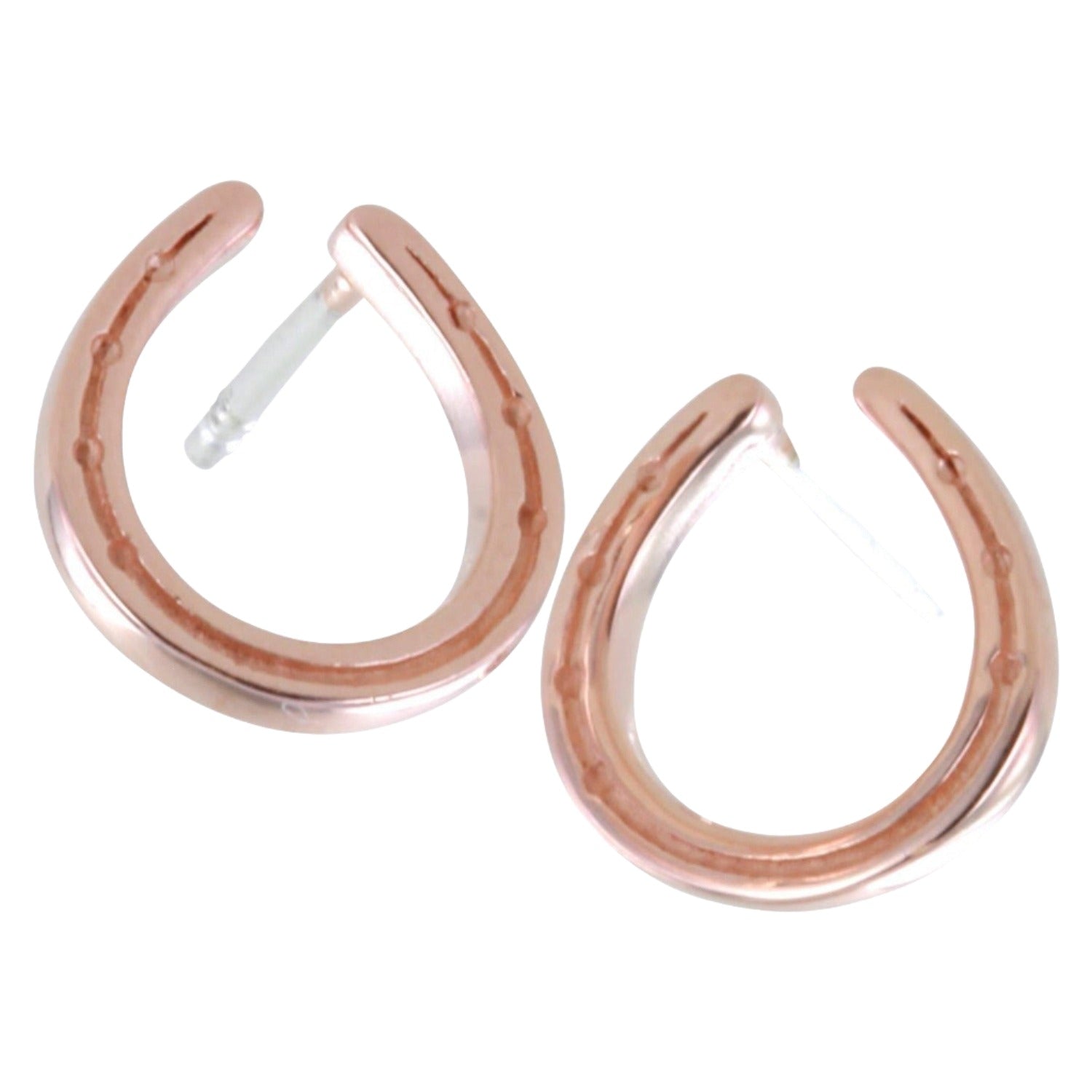 A pair of Horseshoe Stud Earrings in sterling silver with 18ct rose gold finish.