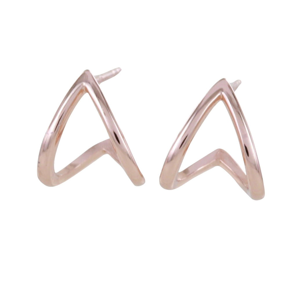 A pair of sterling silver huggie earrings in sterling silver with an 18ct rose gold plating. 