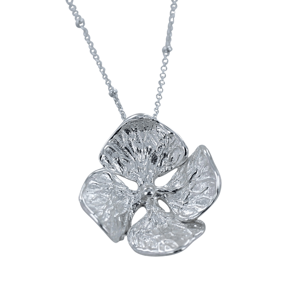 Sterling Silver Hydrangea Flower Necklace - Reeves & Reeves
