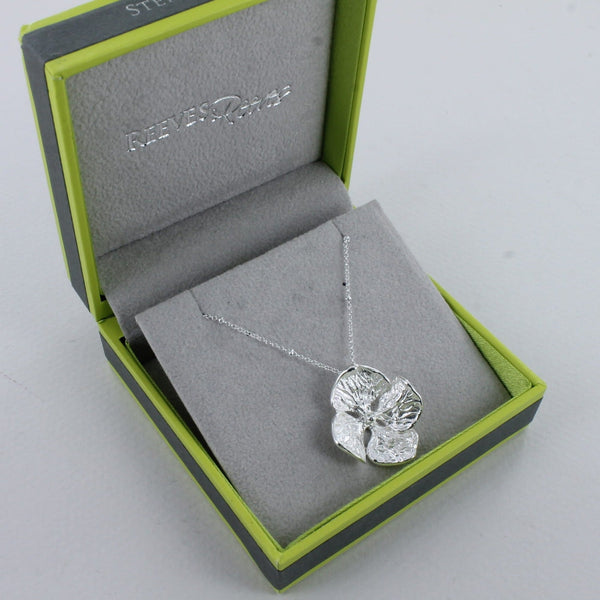 Sterling Silver Hydrangea Flower Necklace - Reeves & Reeves