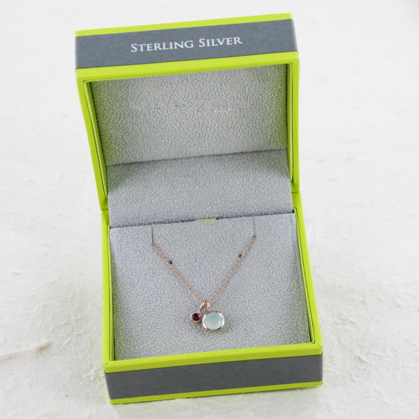 Sterling Silver Iris Moon and Garnet Necklace - Reeves & Reeves