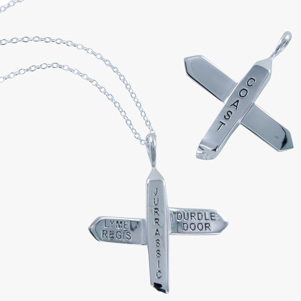 Sterling Silver Jurassic Coast Signpost Necklace - Reeves & Reeves