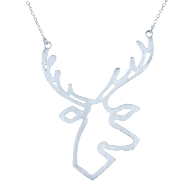 Sterling Silver Large Stag Necklace - Reeves & Reeves