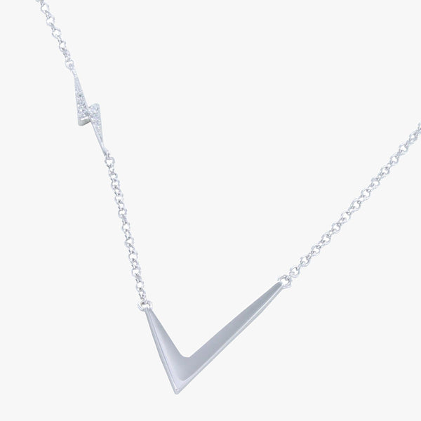 Sterling Silver Lightning Tick Pavé Necklace - Reeves & Reeves