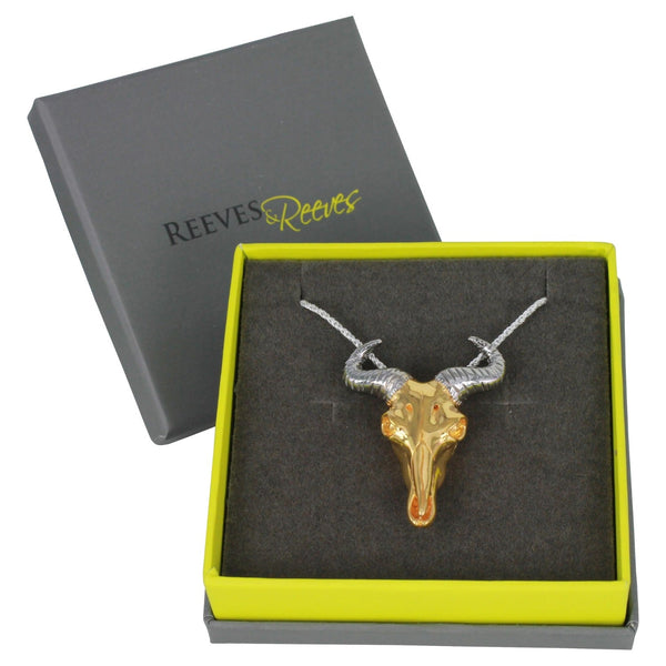Sterling Silver Men's Wildebeest Pendant Necklace - Reeves & Reeves