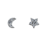 Sterling Silver Mini Moon and Star Studs - Reeves & Reeves