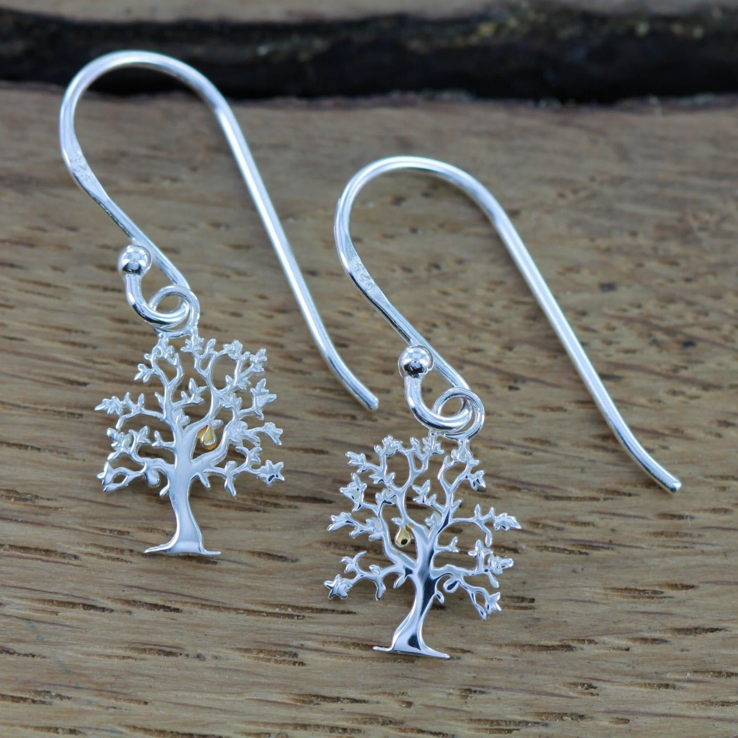 Sterling Silver Nut Tree Drop Earrings - Reeves & Reeves