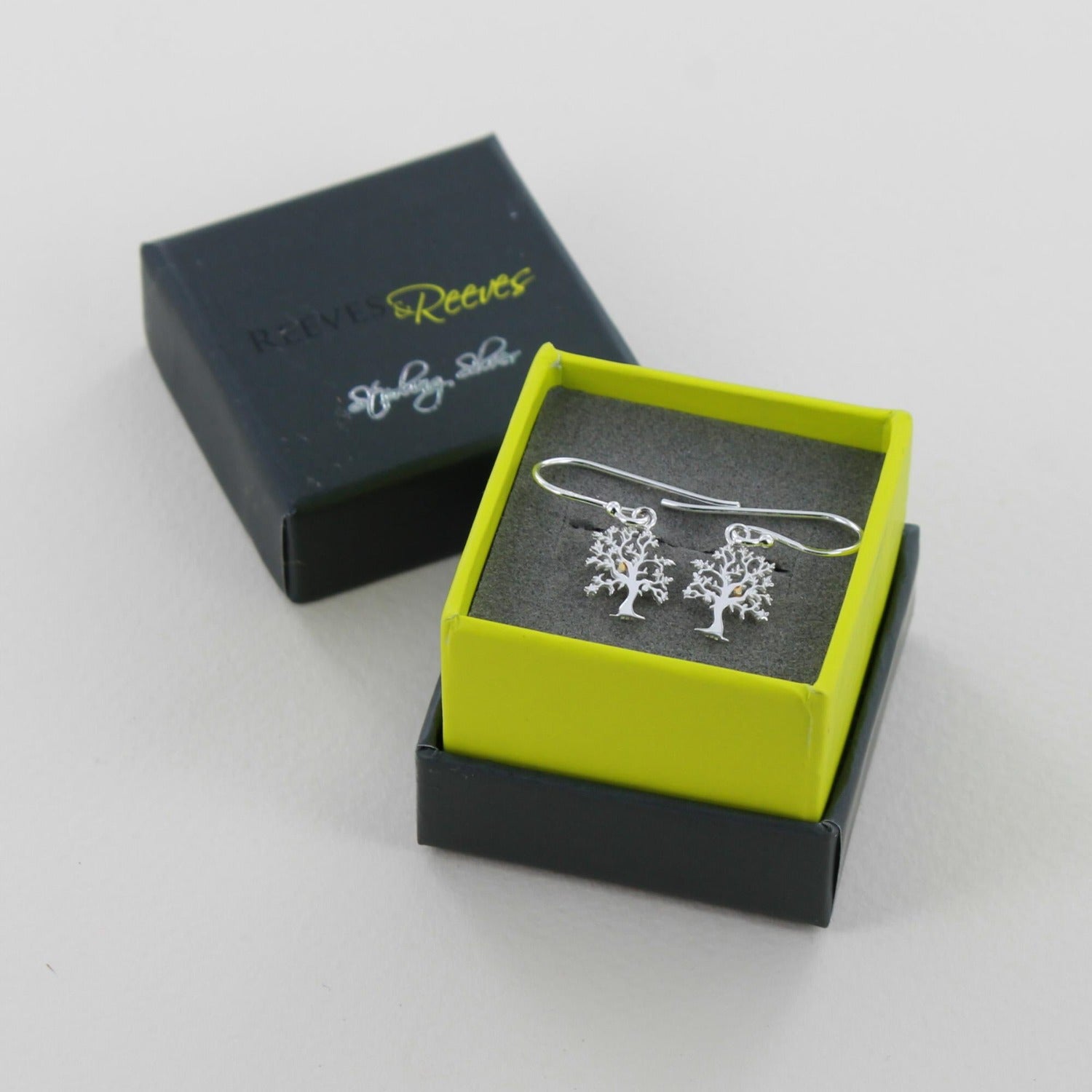 Sterling Silver Nut Tree Drop Earrings - Reeves & Reeves