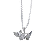 Sterling Silver Origami Cat Necklace - Reeves & Reeves