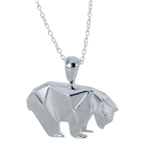 Sterling Silver Origami Polar Bear Necklace - Reeves & Reeves