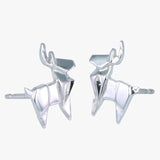 Sterling Silver Origami Stag Stud Earrings - Reeves & Reeves