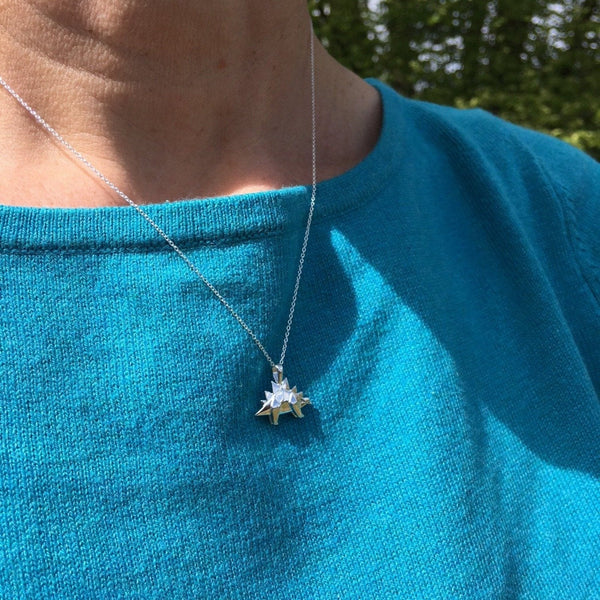 Sterling Silver Origami Stegosaurus Necklace - Reeves & Reeves