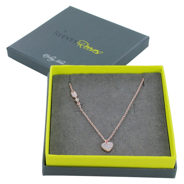 Sterling Silver Pavé Heart and Arrow Necklace - Reeves & Reeves