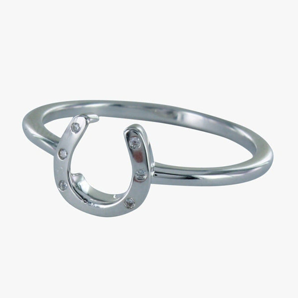 Sterling Silver Pavé Horseshoe Ring - Reeves & Reeves