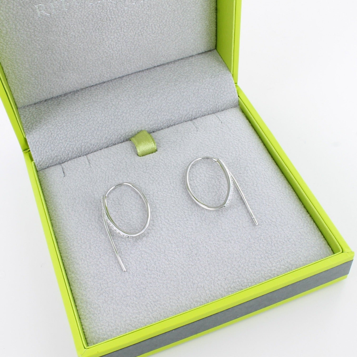 Sterling Silver Pavé 'Loop the Loop' Pull Through Earrings - Reeves & Reeves
