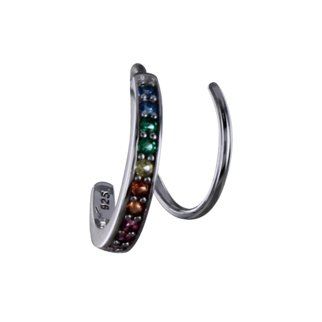 Sterling Silver Rainbow Pavé Curl Stud - Reeves & Reeves