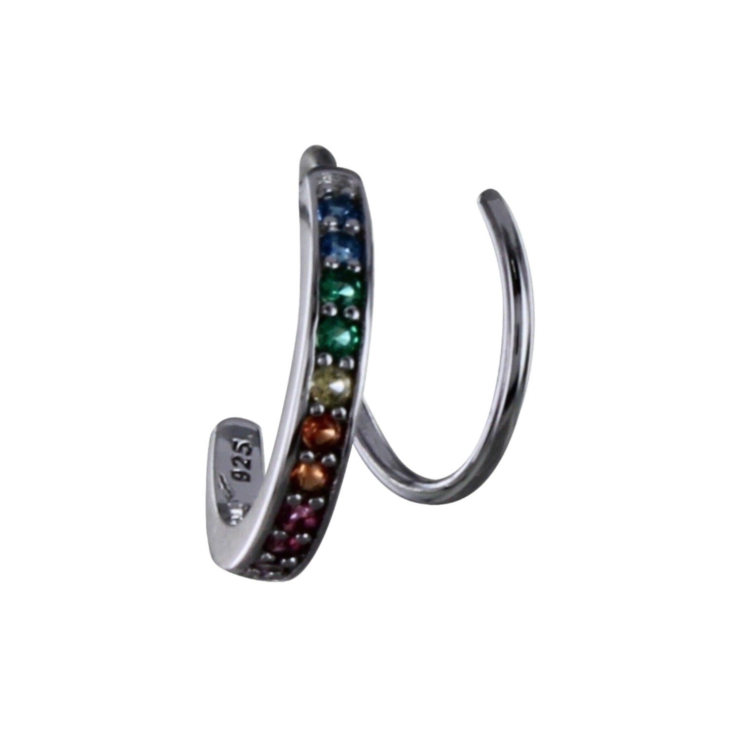 Sterling Silver Rainbow Pavé Curl Stud - Reeves & Reeves