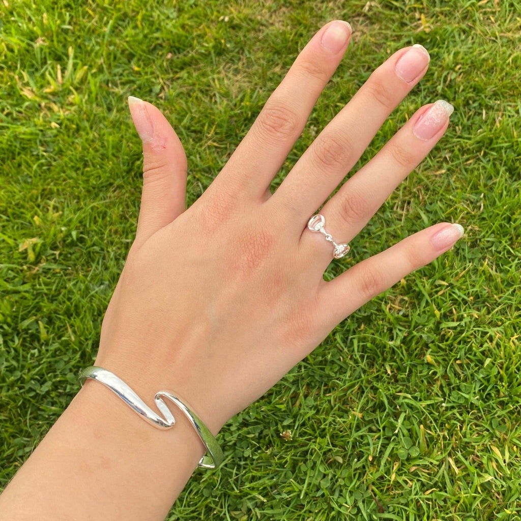 Sterling Silver Ribbon Bangle - Reeves & Reeves