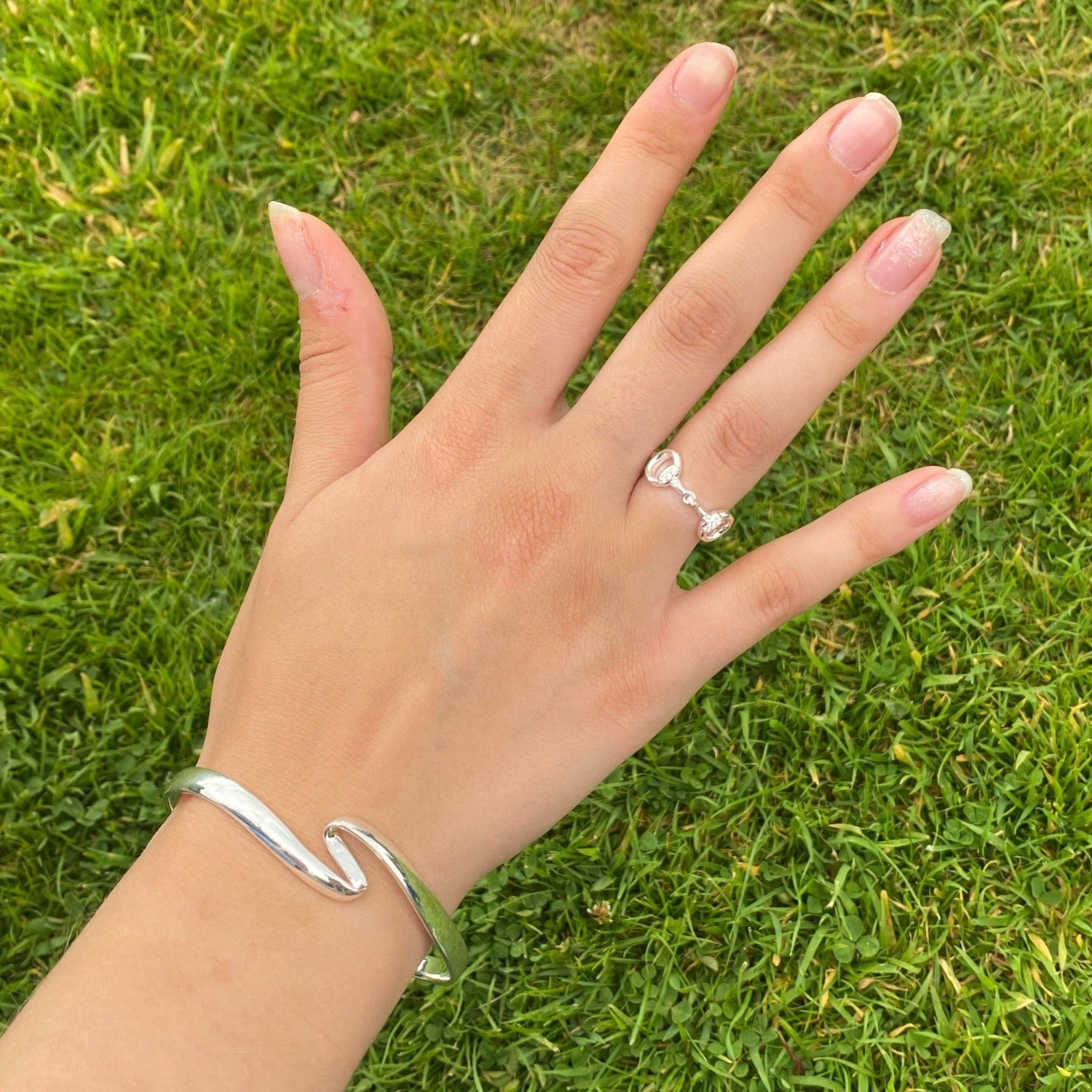 Sterling Silver Ribbon Bangle - Reeves & Reeves