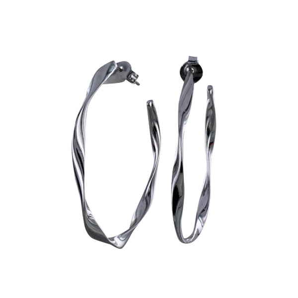 Sterling Silver Ribbon Hoop Earrings - Reeves & Reeves
