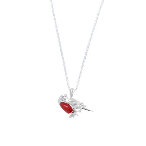 Sterling Silver Robin Red Breast Necklace - Reeves & Reeves