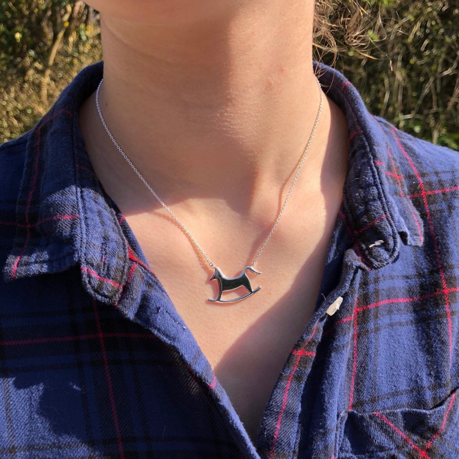 Sterling Silver Rocking Horse Necklace - Reeves & Reeves