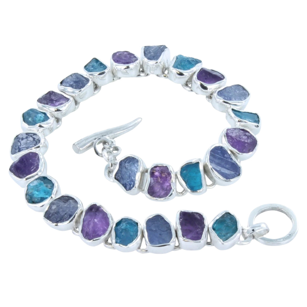 Sterling Silver Rough Blue Stones Bracelet - Reeves & Reeves