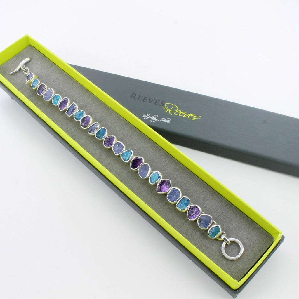 Sterling Silver Rough Blue Stones Bracelet - Reeves & Reeves