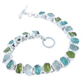 Sterling Silver Rough Green Stones Bracelet - Reeves & Reeves