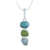 Sterling Silver Rough Green Stones Pendant - Reeves & Reeves