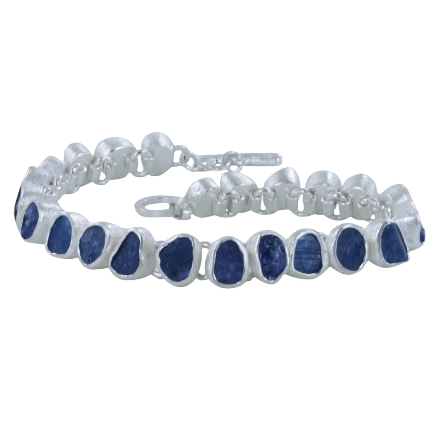 Sterling Silver Rough Tanzanite Stone Bracelet - Reeves & Reeves