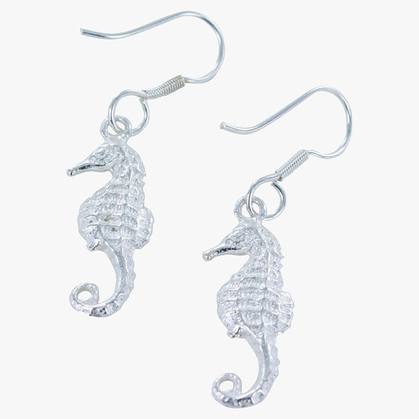 Sterling Silver Seahorse Drop Earrings - Reeves & Reeves